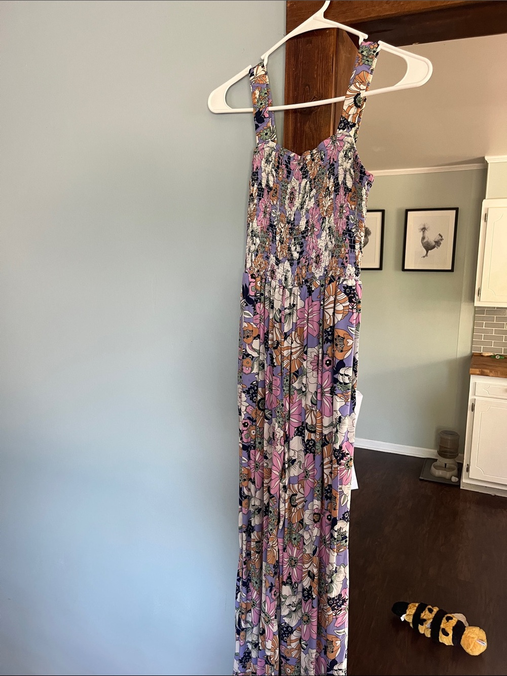 Floral Smocked Maxi Jumpsuit - Lavender Multi